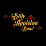 Black poster with gold cursive text reading 'The Billy Band' and red decorative flourishes.